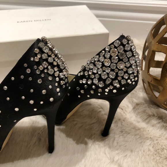 Karen Millen Jewel Encrusted diamond black shoes - Picture 4 of 7